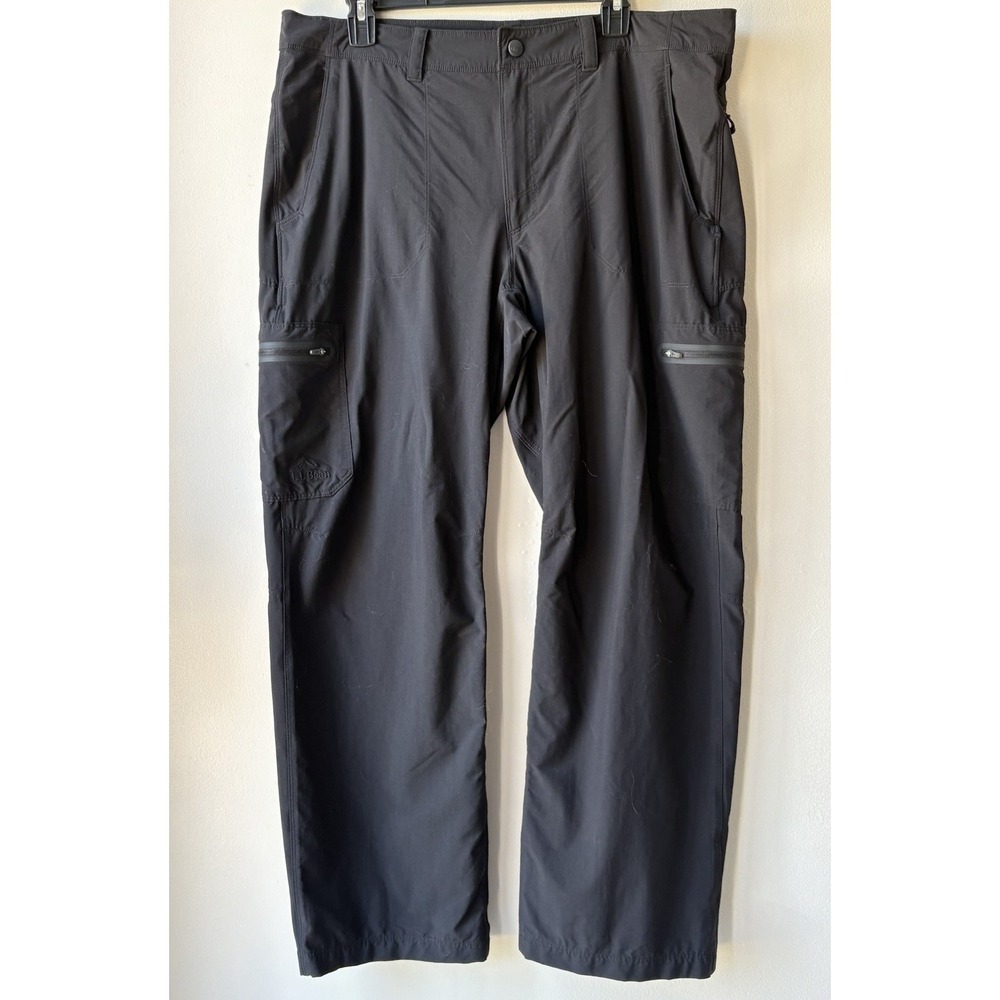 LL Bean Men's Hiking Pants 38  Black Pockets Outdoors Nylon 280941